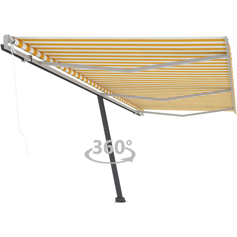 

Toldo de pie automático amarillo y blanco 600x300 cm