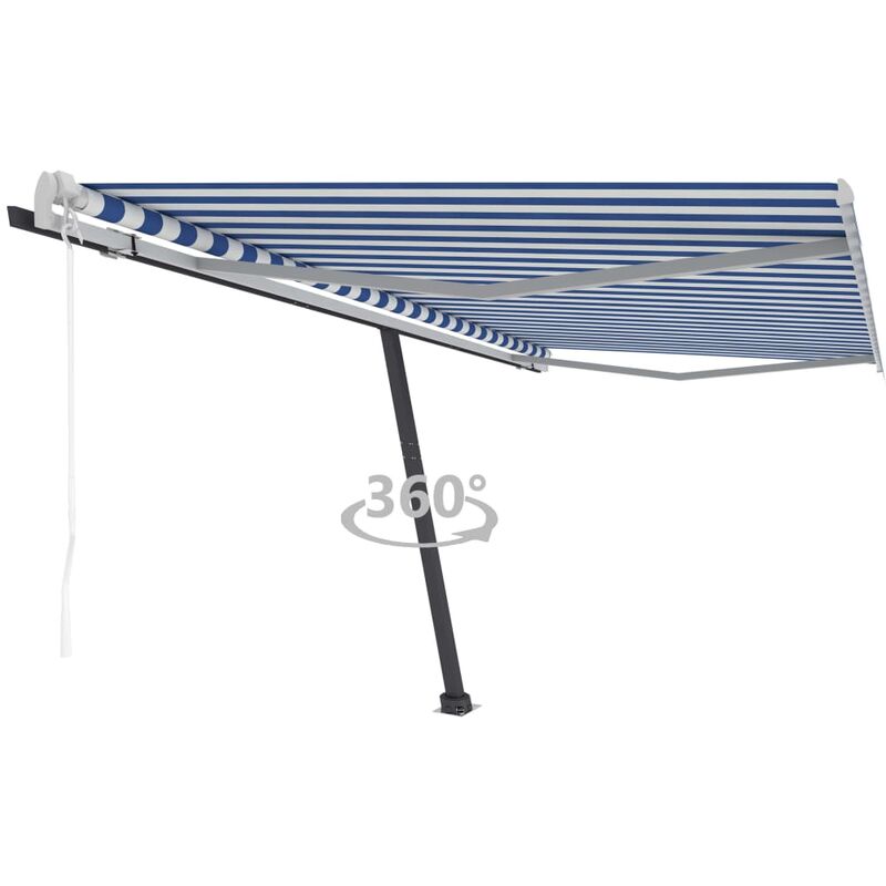 

Toldo de pie automático azul y blanco 450x350 cm