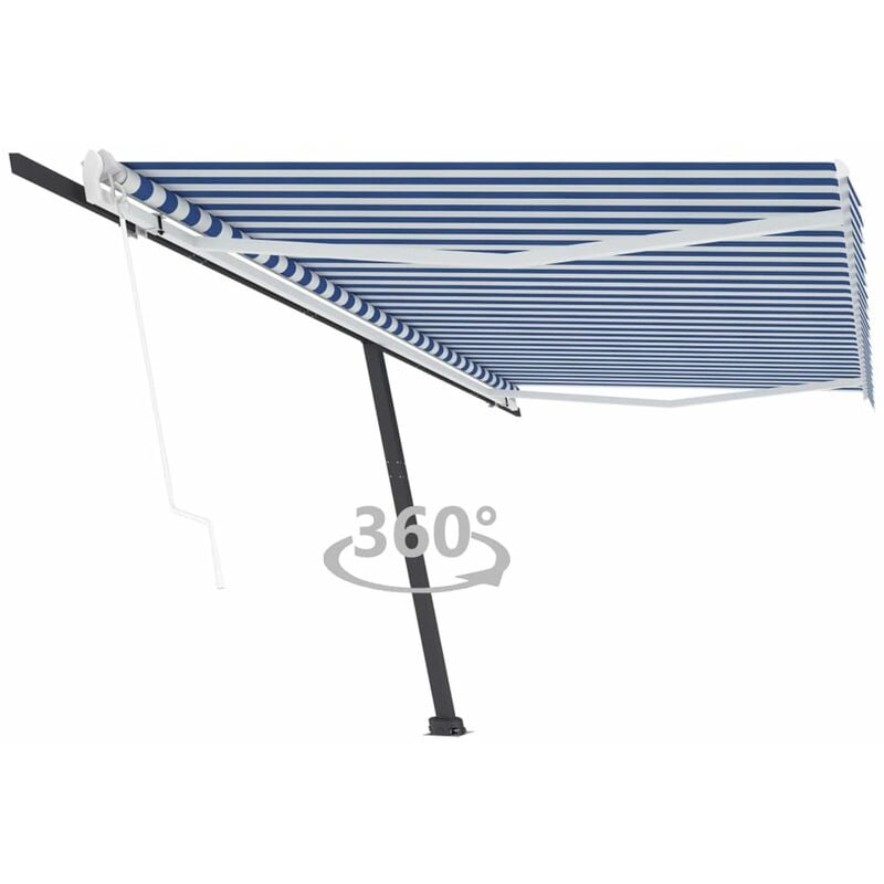 

Toldo de pie automatico azul y blanco 500x350 cm