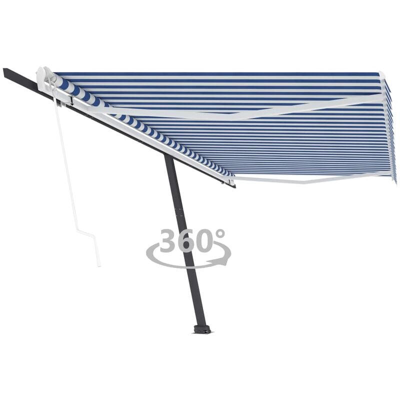 

Toldo de pie automático azul y blanco 500x350 cm