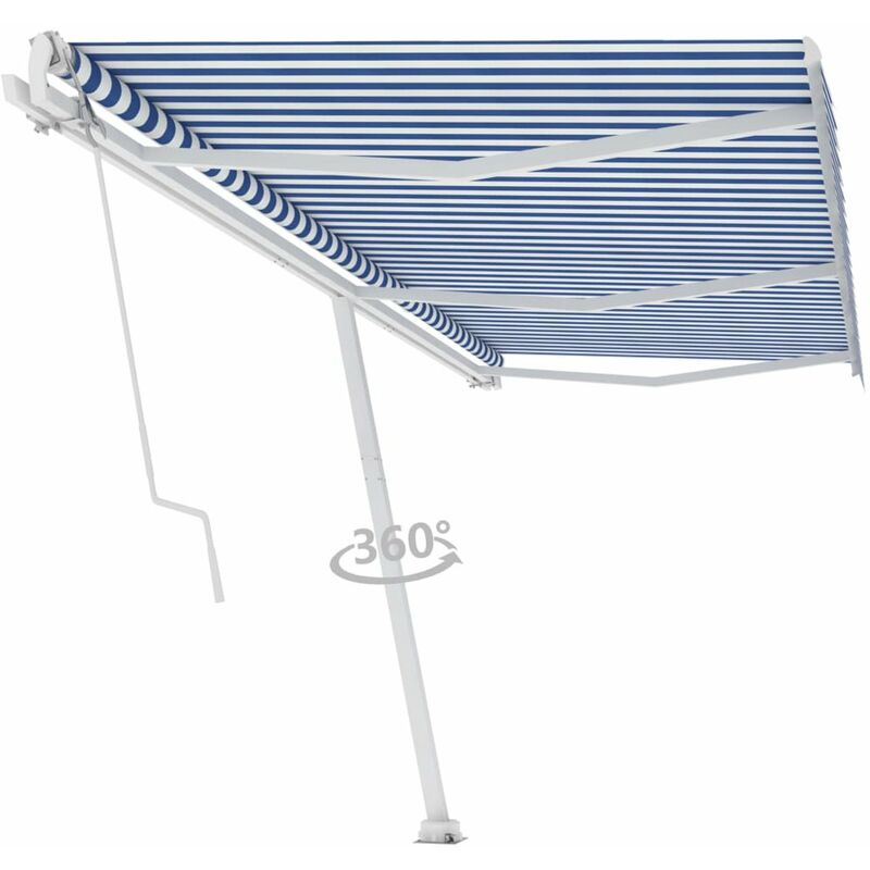 

Toldo de pie automatico azul y blanco 600x300 cm
