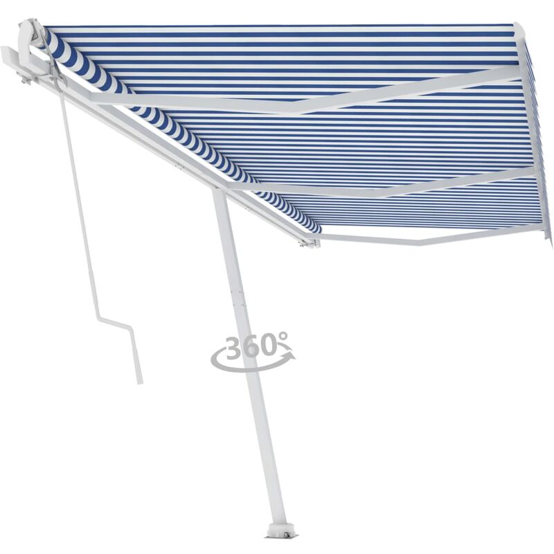 

Toldo de pie automático azul y blanco 600x300 cm