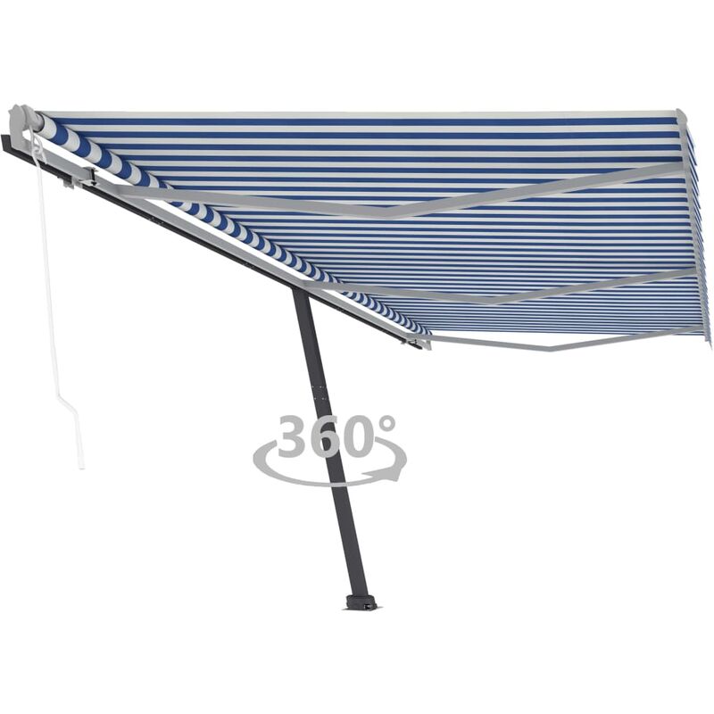 

Toldo de pie automático azul y blanco 600x300 cm