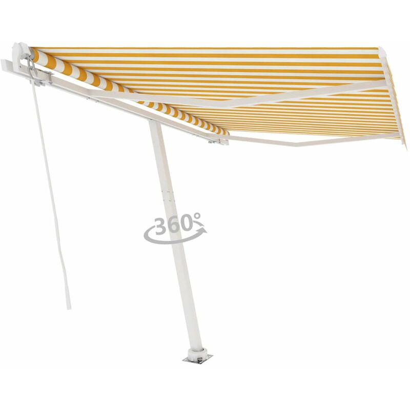 

Toldo de pie manual retractil amarillo y blanco 300x250 cm