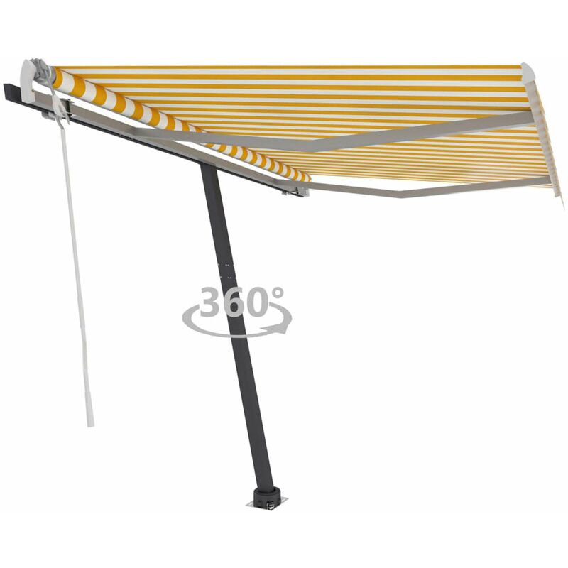 

Toldo de pie manual retractil amarillo y blanco 300x250 cm