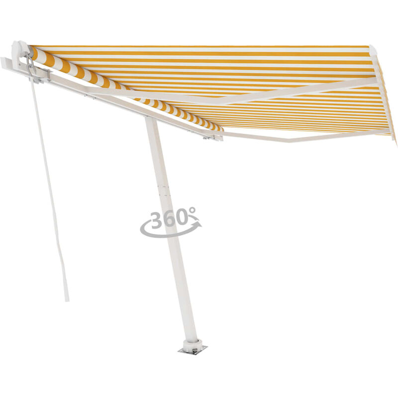 

Toldo de pie manual retráctil amarillo y blanco 300x250 cm