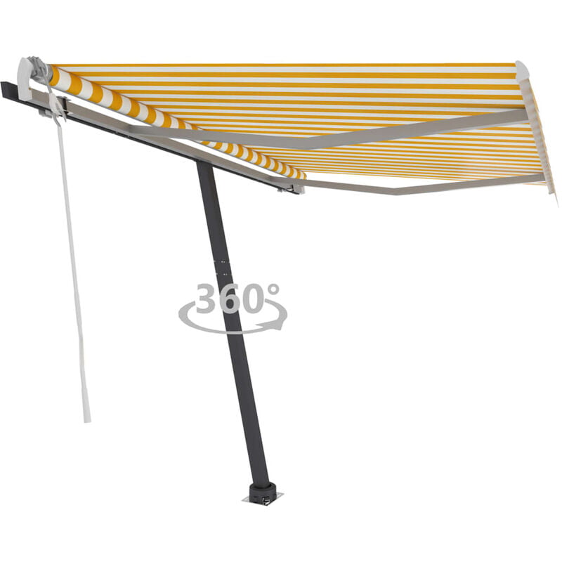 

Toldo de pie manual retractil amarillo y blanco 350x250 cm