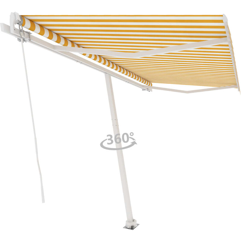 

Toldo de pie manual retráctil amarillo y blanco 400x300 cm