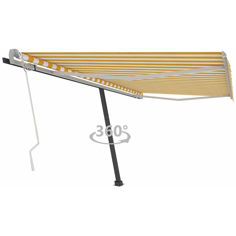 

Toldo de pie manual retractil amarillo y blanco 400x350 cm