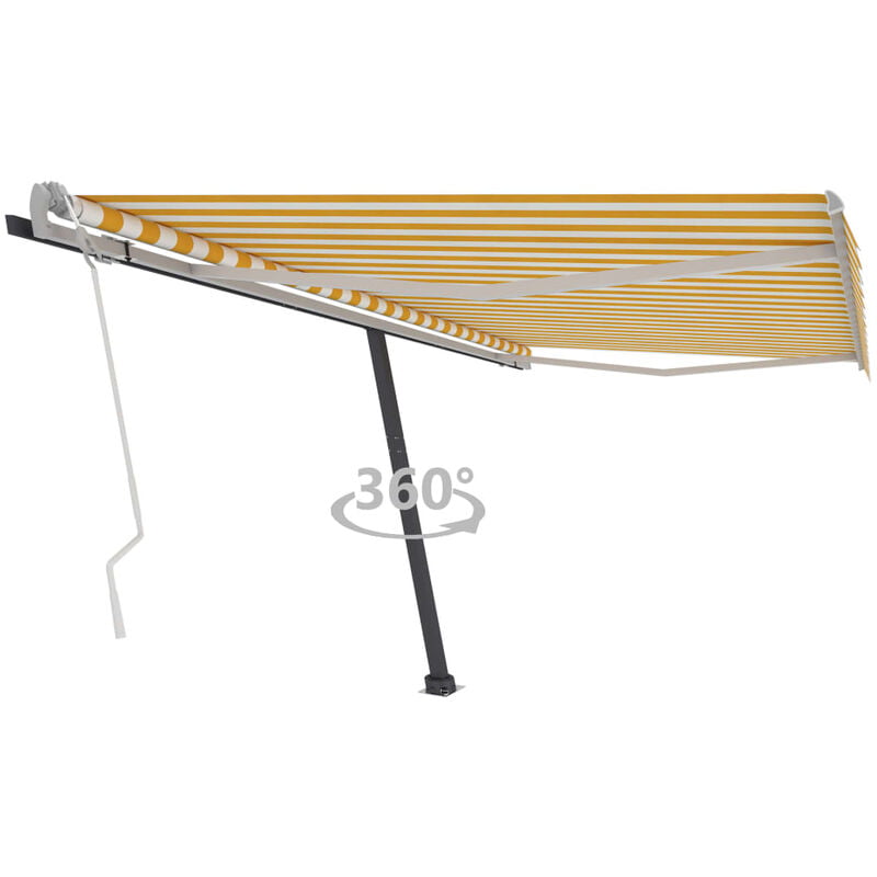 

Toldo de pie manual retráctil amarillo y blanco 450x300 cm