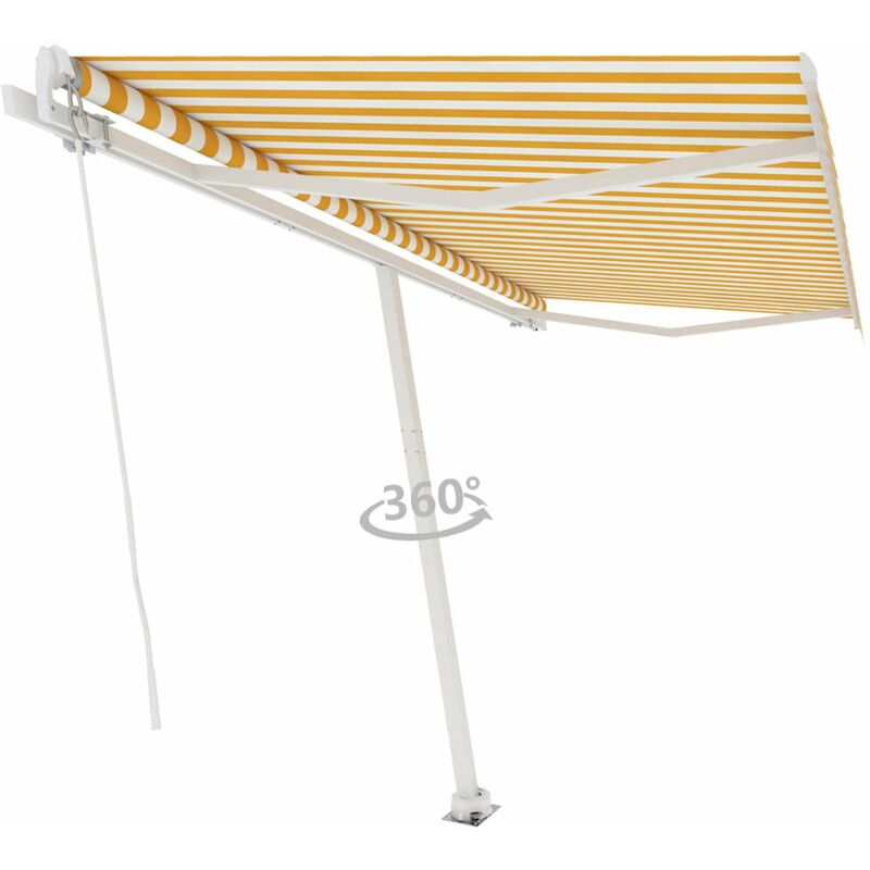 

Toldo de pie manual retractil amarillo y blanco 450x350 cm