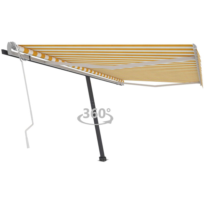 

Toldo de pie manual retractil amarillo y blanco 450x350 cm