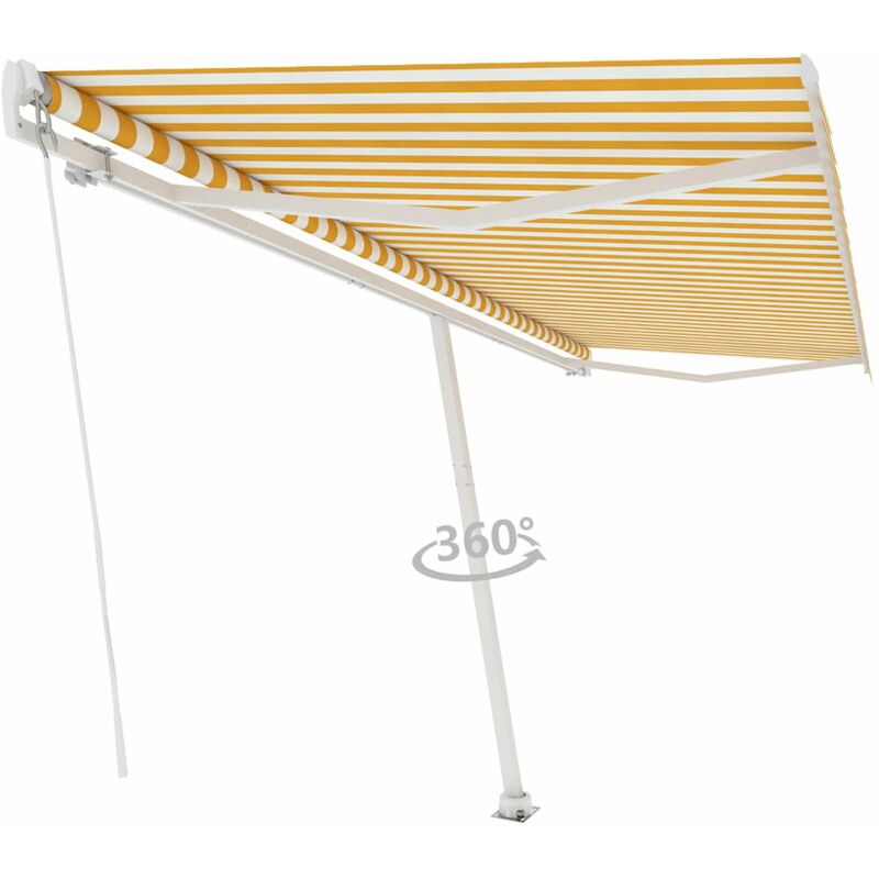 

Toldo de pie manual retractil amarillo y blanco 500x300 cm