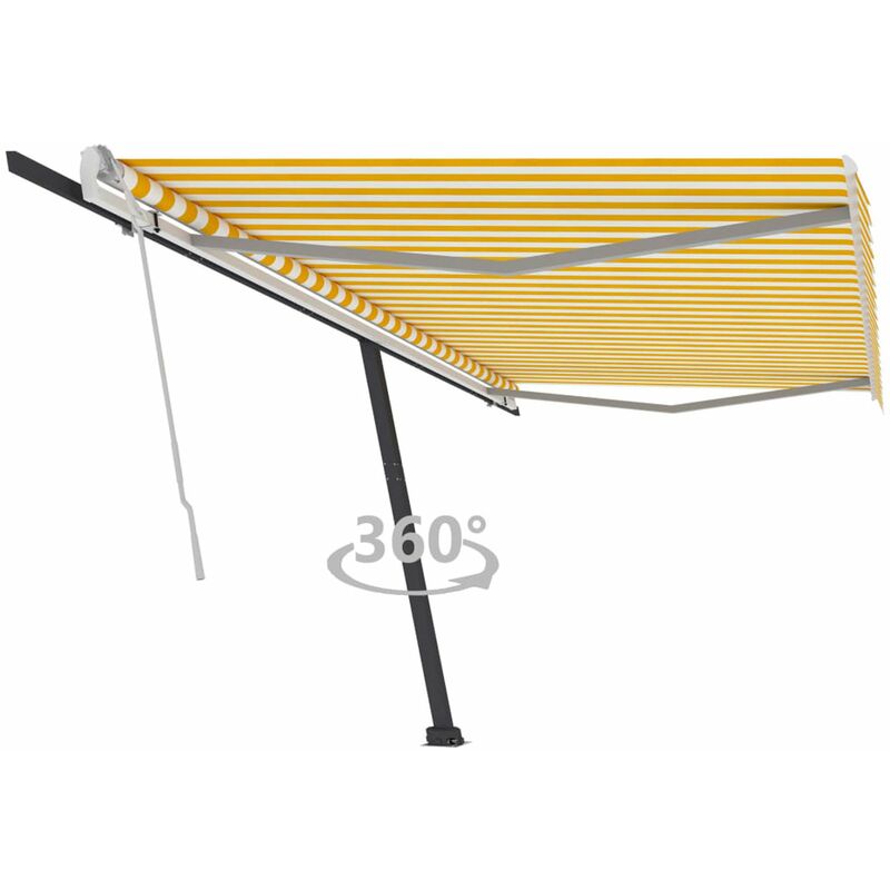 

Toldo de pie manual retractil amarillo y blanco 500x300 cm