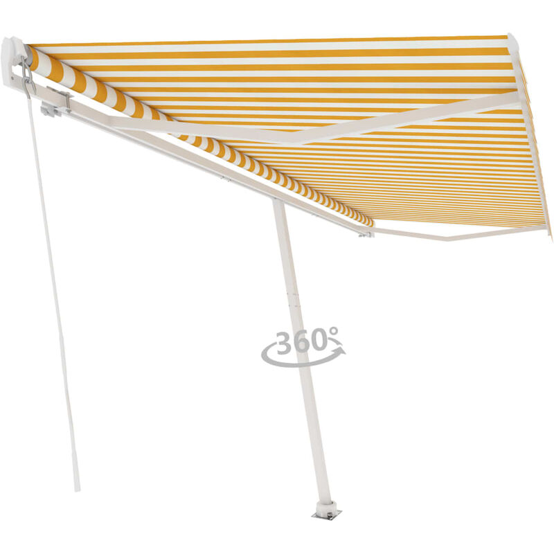 

Toldo de pie manual retráctil amarillo y blanco 500x350 cm