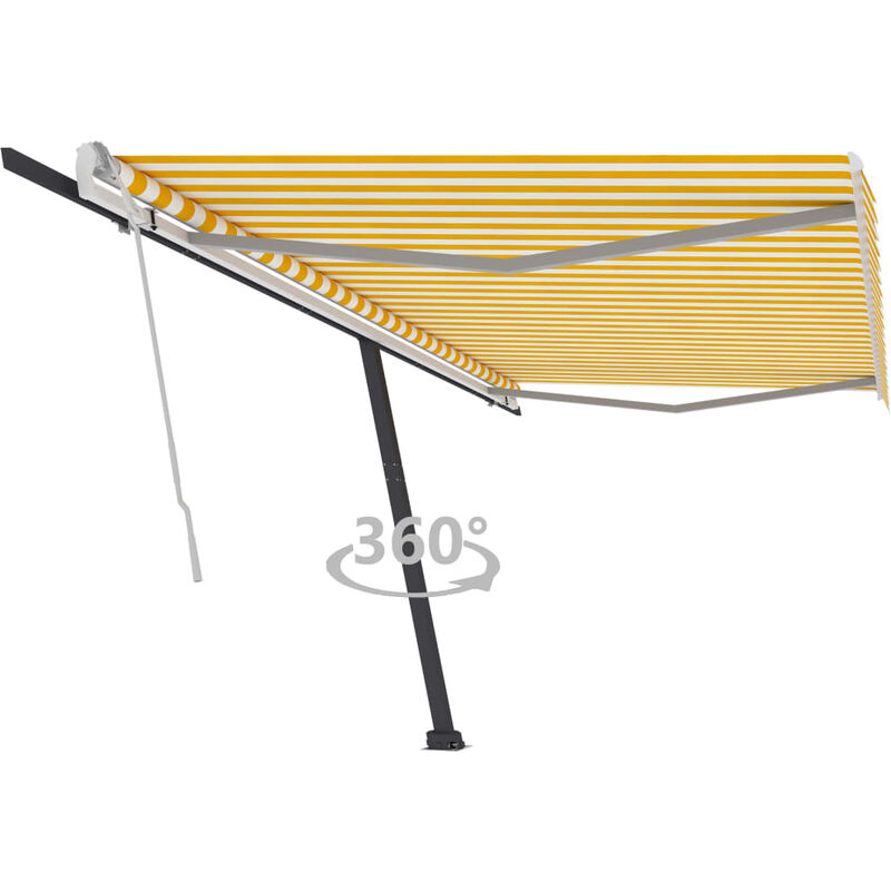 

Toldo de pie manual retráctil amarillo y blanco 500x350 cm