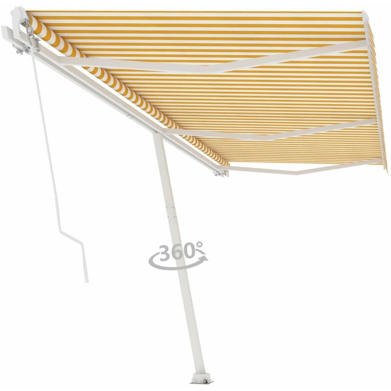 

Toldo de pie manual retractil amarillo y blanco 600x300 cm