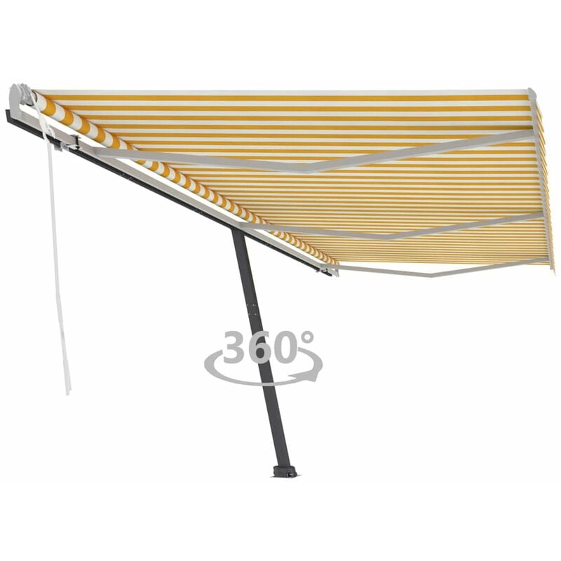 

Toldo de pie manual retractil amarillo y blanco 600x300 cm