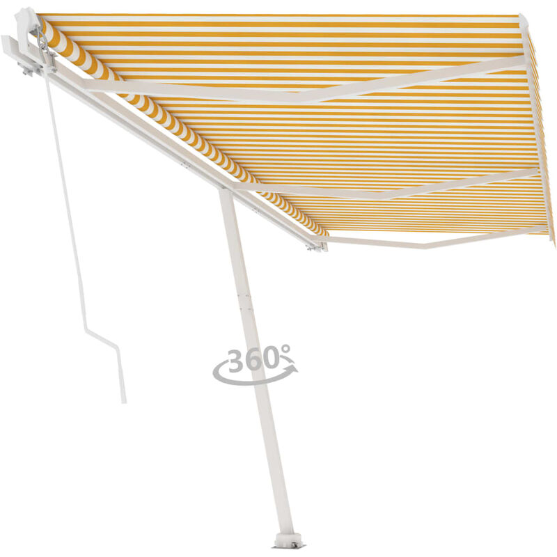 

Toldo de pie manual retráctil amarillo y blanco 600x300 cm