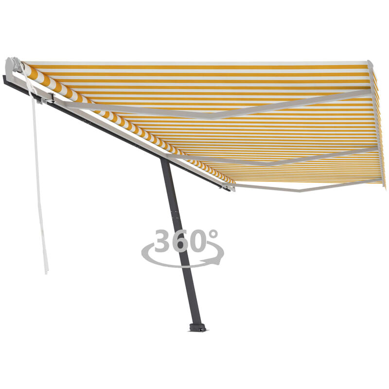 

Toldo de pie manual retráctil amarillo y blanco 600x300 cm