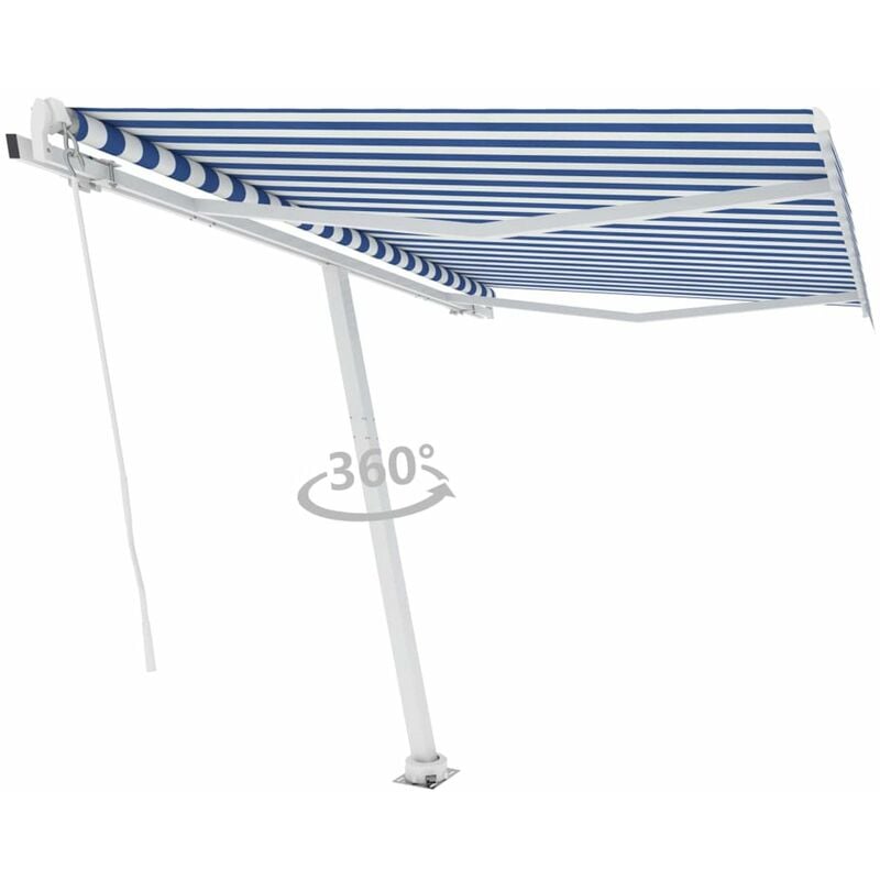 

Toldo de pie manual retractil azul y blanco 350x250 cm