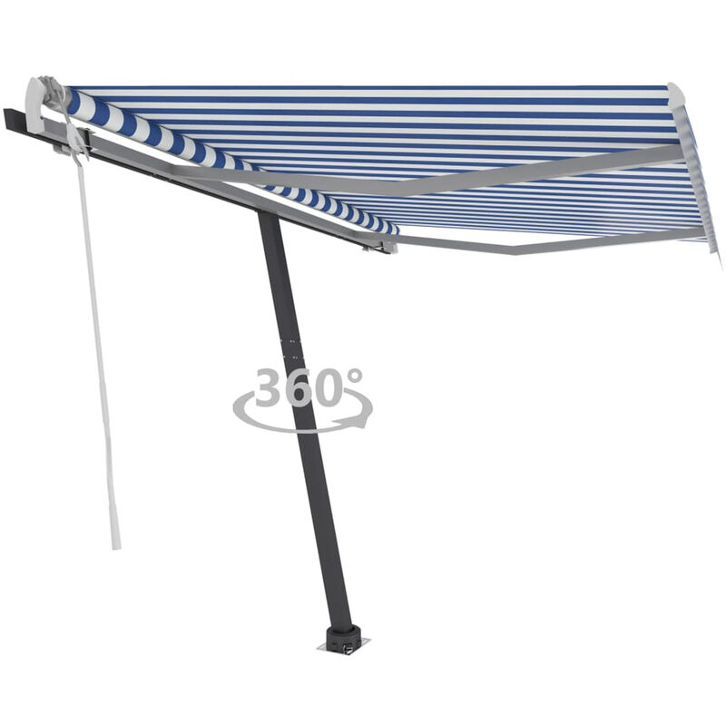 

Toldo de pie manual retractil azul y blanco 350x250 cm