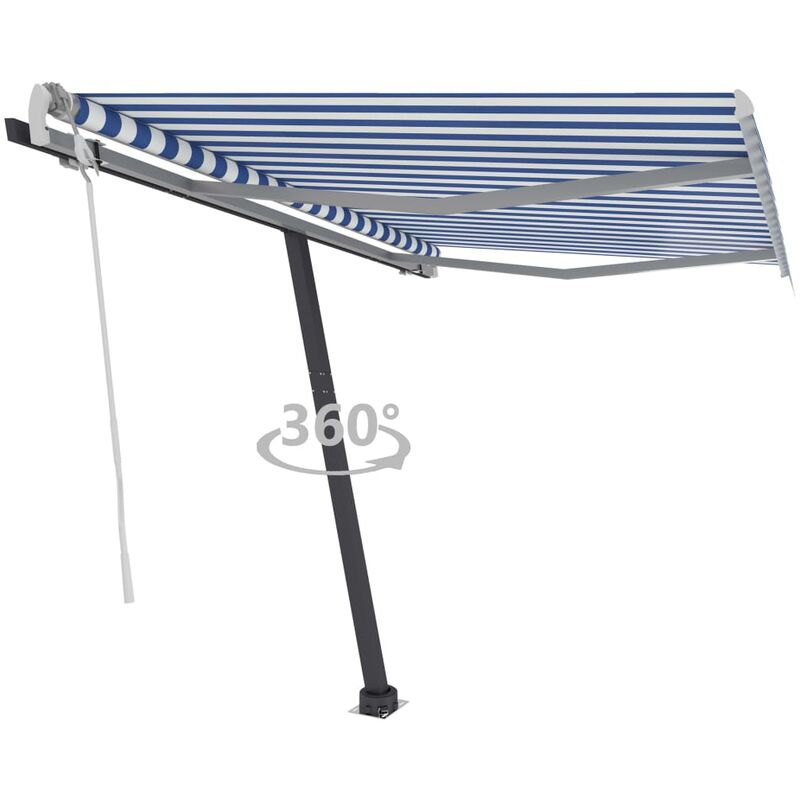 

Toldo de pie manual retráctil azul y blanco 350x250 cm