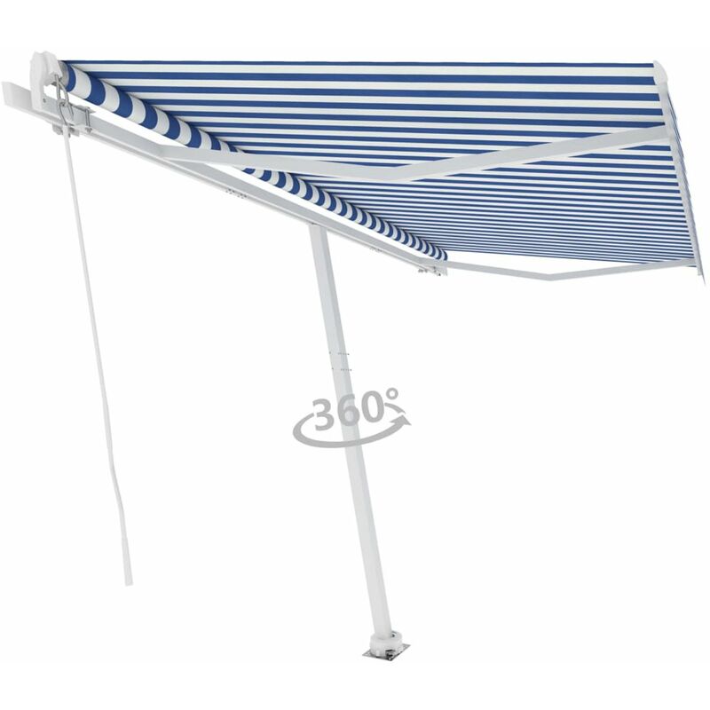 

Toldo de pie manual retractil azul y blanco 400x350 cm