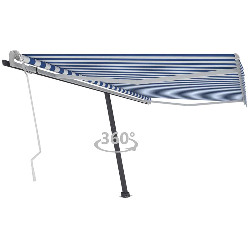

Toldo de pie manual retráctil azul y blanco 400x350 cm