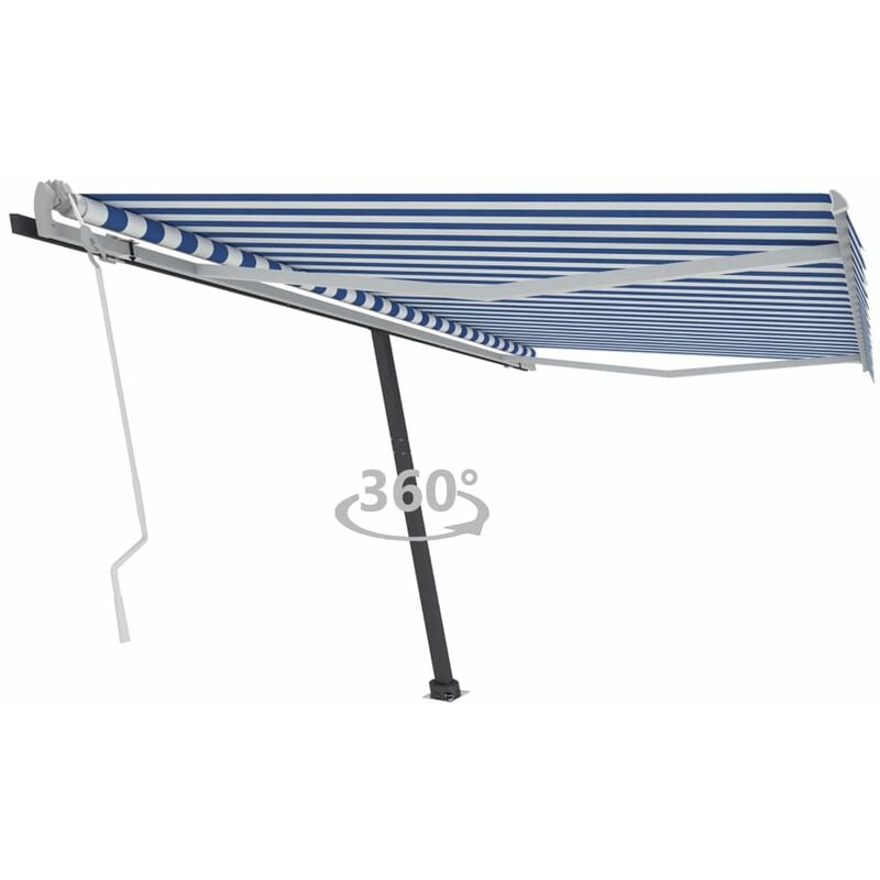 

Toldo de pie manual retractil azul y blanco 450x350 cm