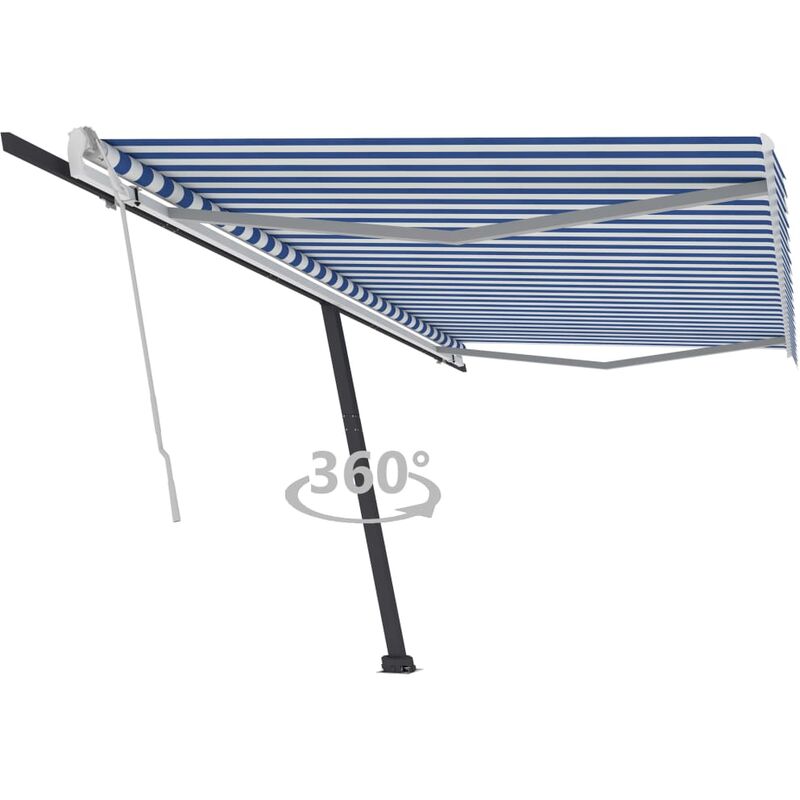 

Toldo de pie manual retráctil azul y blanco 500x300 cm