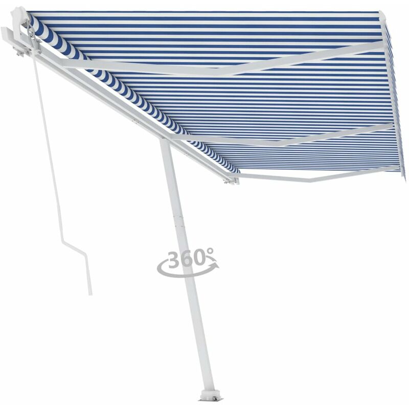 

Toldo de pie manual retractil azul y blanco 600x300 cm