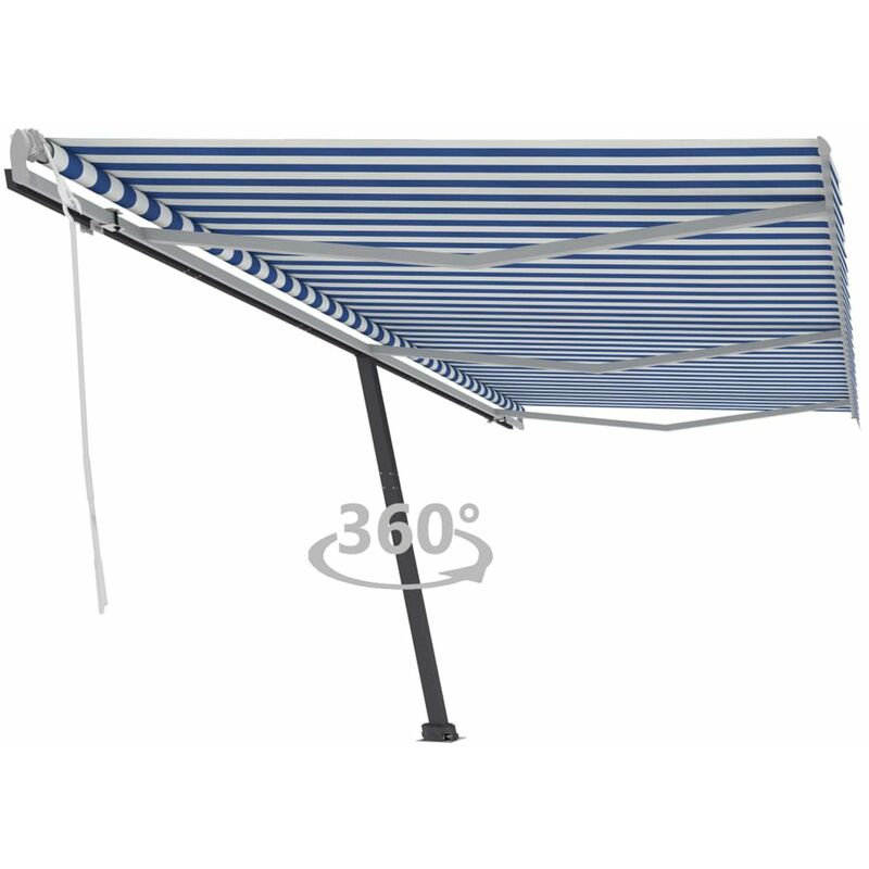 

Toldo de pie manual retractil azul y blanco 600x300 cm