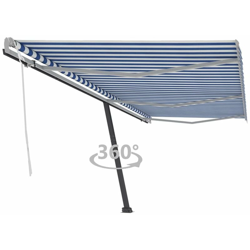 

Toldo de pie manual retractil azul y blanco 600x350 cm