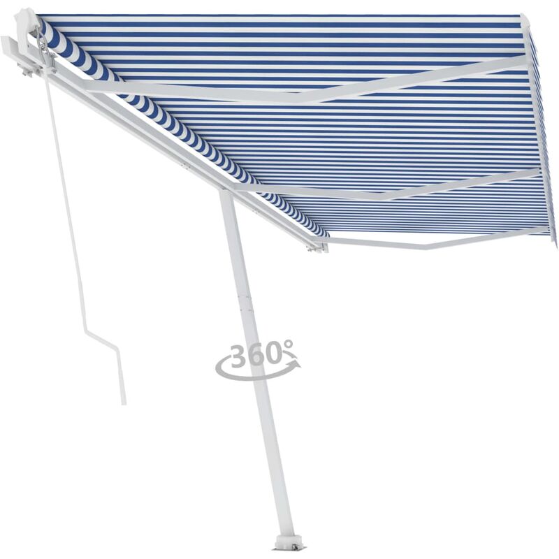 

Toldo de pie manual retráctil azul y blanco 600x350 cm