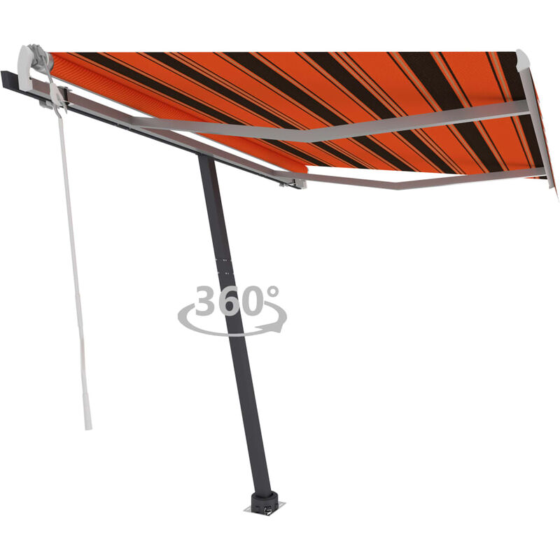 

Toldo de pie manual retráctil naranja y marrón 300x250 cm