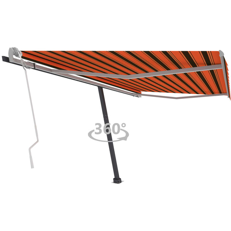 

Toldo de pie manual retráctil naranja y marrón 450x300 cm