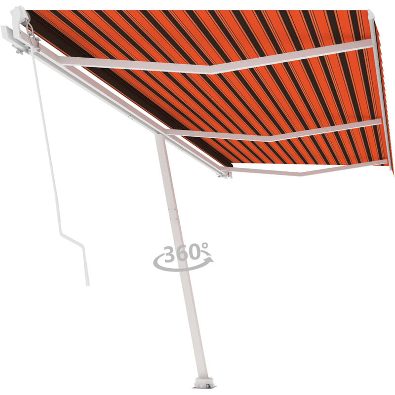 

Toldo de pie manual retráctil naranja y marrón 600x300 cm