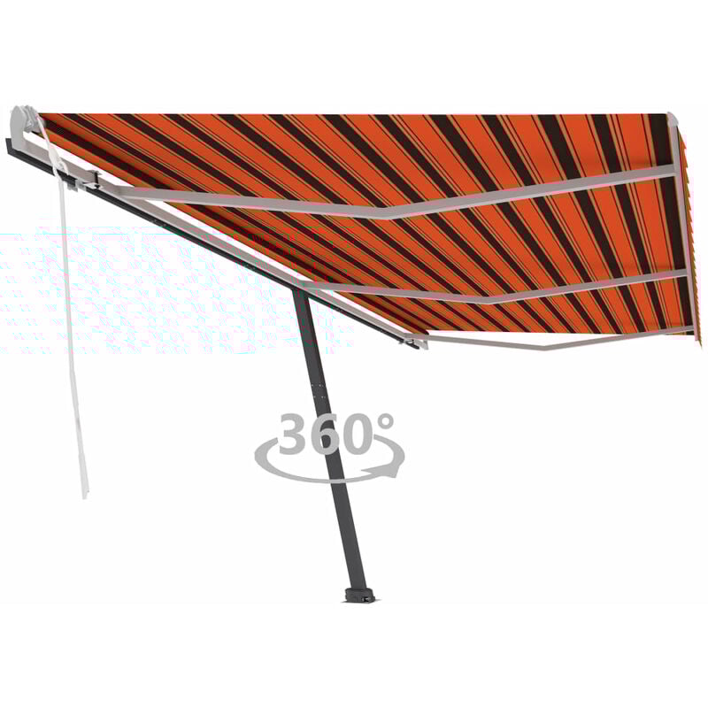 

Toldo de pie manual retráctil naranja y marrón 600x300 cm