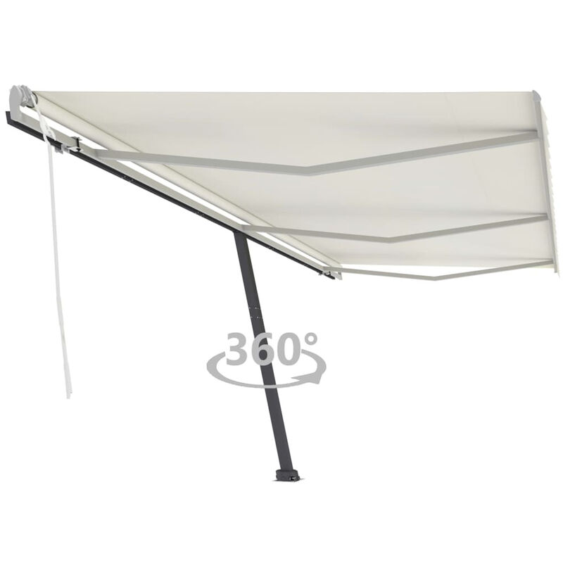 

Toldo de pie manual retr¨¢ctil color crema 600x350 cm