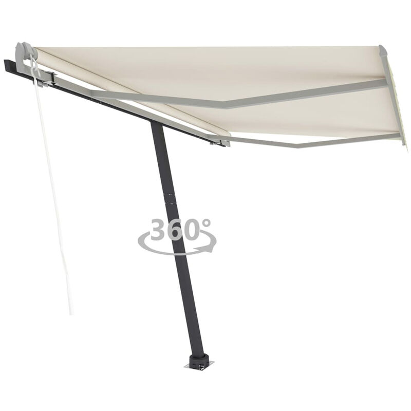 

Toldo de pie retr¨¢ctil autom¨¢tico crema 350x250 cm