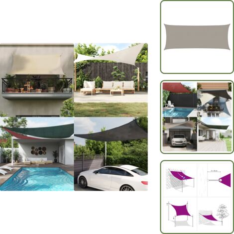 Toldo de piscina - vidaXL Toldo de vela rectangular HDPE gris claro 160 g/m² 2x5 m - Toldo de patio