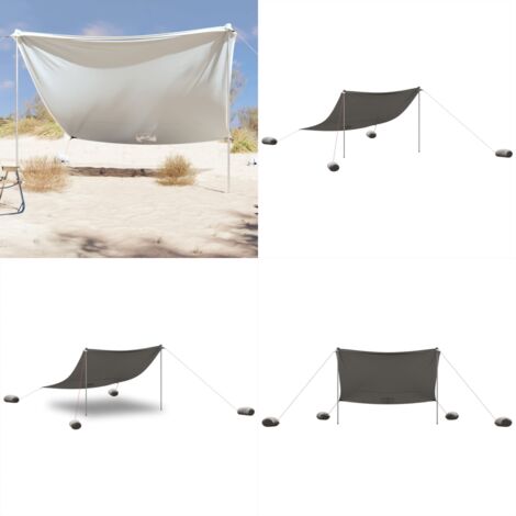 Toldo de playa con anclas de arena gris 304x300 cm - Sombrilla de playa - Protección UV