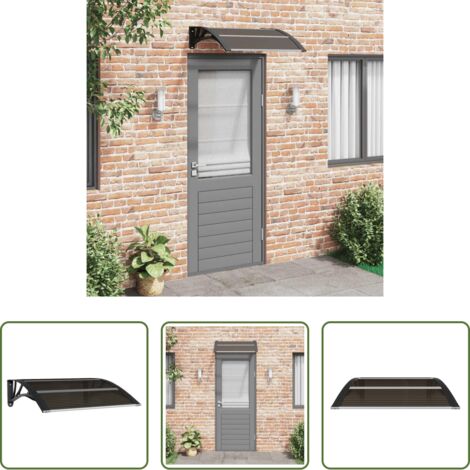 Toldo de policarbonato -  Marquesina para puerta de policarbonato negra, 80 x 75 cm