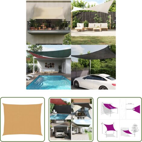 Toldo de polietileno -  Toldo de vela rectangular HDPE arena 160 g/m² 2,5x3 m