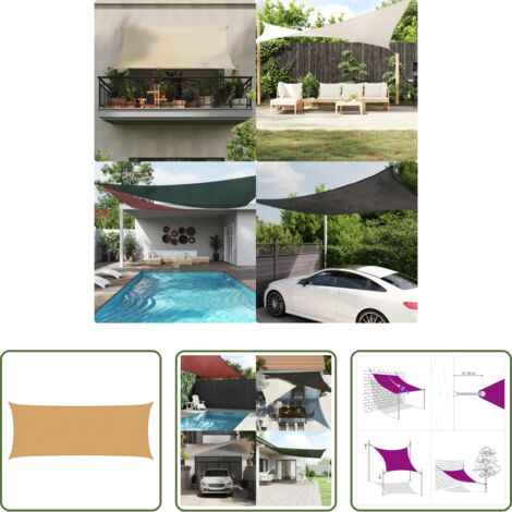 Toldo de polietileno -  Toldo de vela rectangular HDPE arena 160 g/m² 2x4,5 m