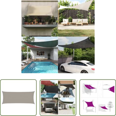 Toldo de polietileno - Toldo de vela rectangular HDPE gris claro 160 g/m² 2x5 m