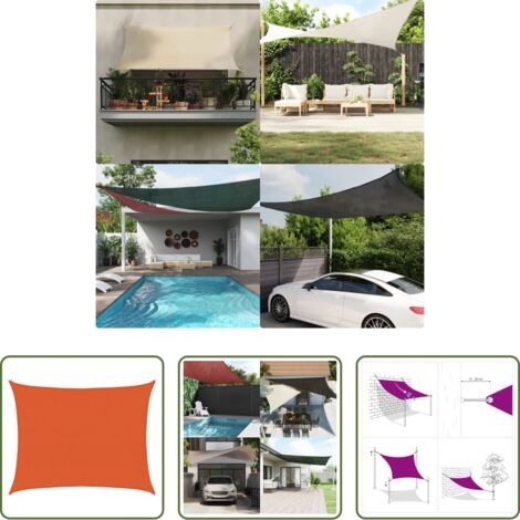Toldo de polietileno -  Toldo de vela rectangular HDPE naranja 160 g/m² 6x7 m