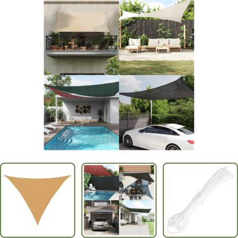 Toldo de polietileno -  Toldo de vela triangular HDPE arena 160 g/m² 2,5x2,5x3,5 m