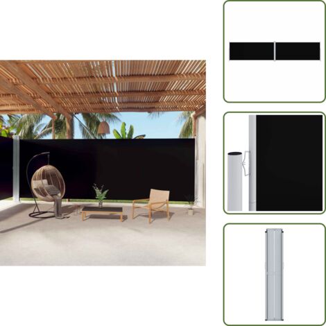 Toldo de privacidad - vidaXL Toldo lateral retráctil negro 220x1000 cm - Toldo automático